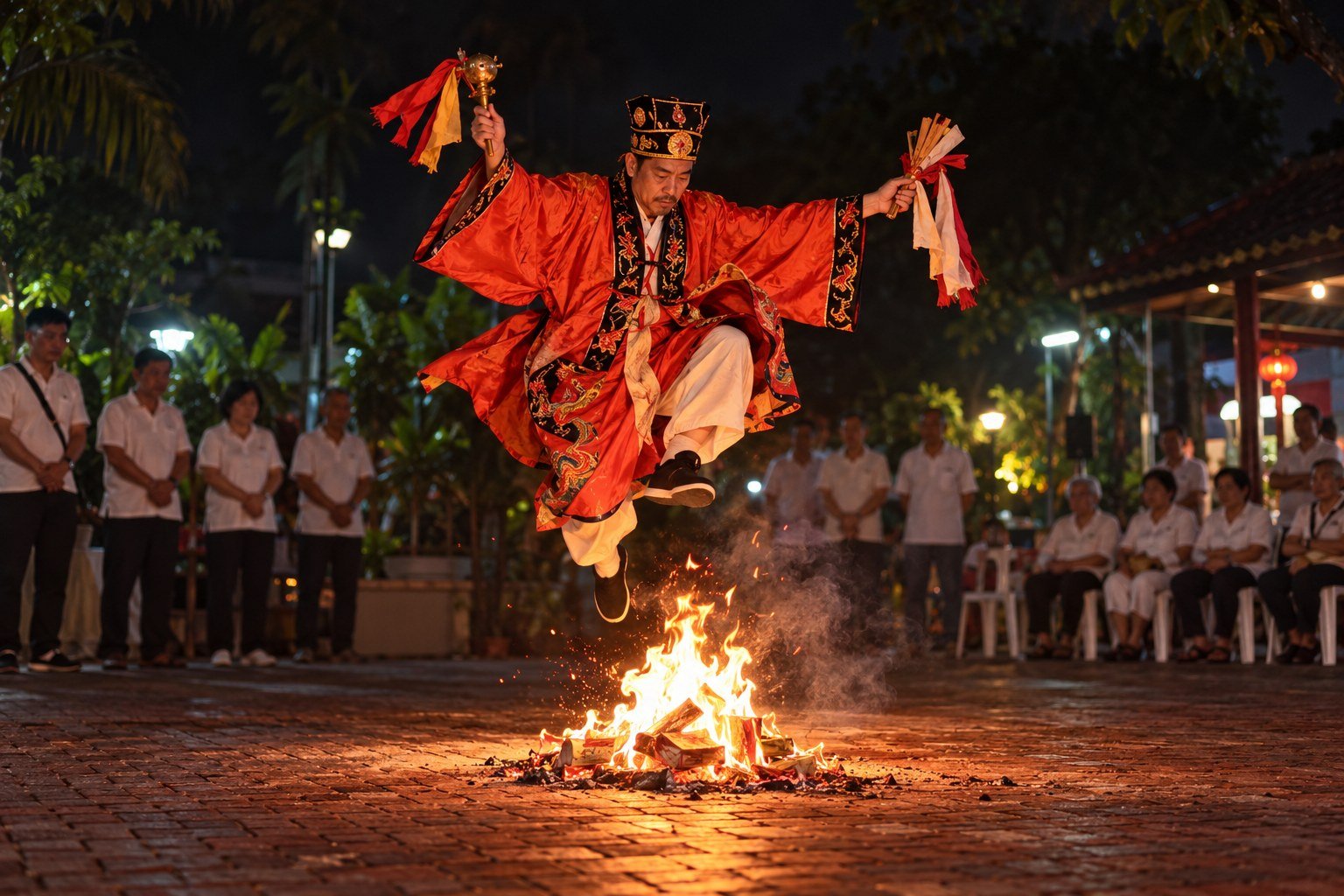 Fire-jumping ritual — photography style reference